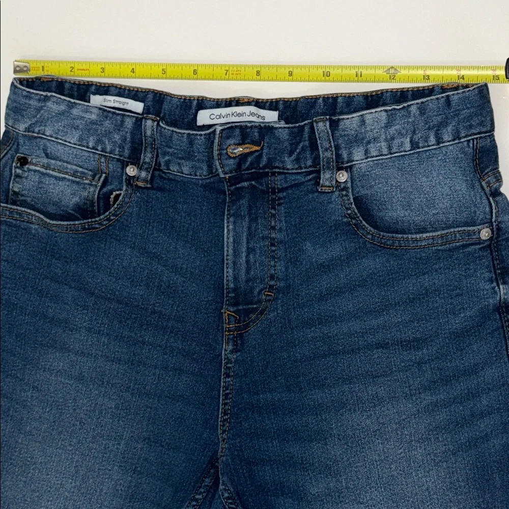 Calvin Klein Slim Straight Jeans Womens 18 Blue Denim